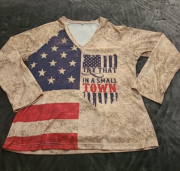 Source Unknown Stars and Stripes Long Sleeve Tee - Picture 1 of 3